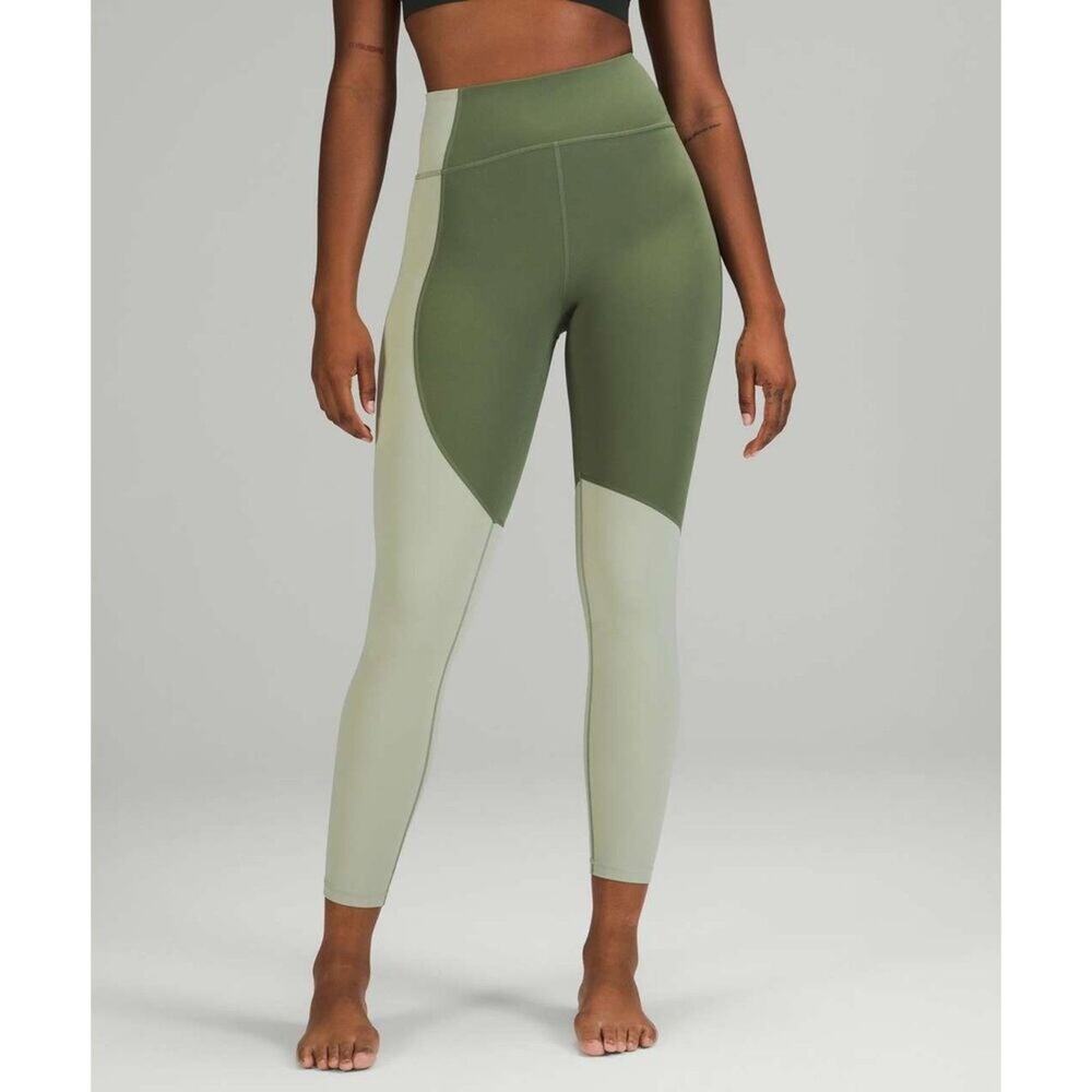 Lululemon Nulu Color Block High-Rise Crop 23" Green Twill Green Fern Size 14 NWT